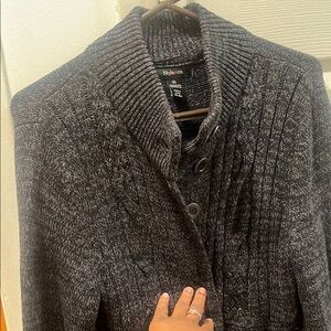 Style & Co Charcoal Button-Up Cardigan